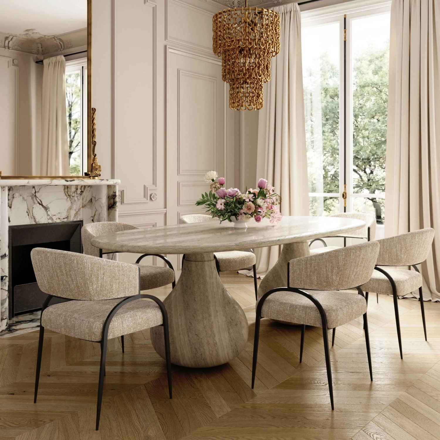 Tatum Taupe Textured Performance Boucle Dining Chair 2 Tatum Taupe Textured Performance Boucle Dining Chair - Image 2