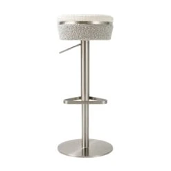 Astro White And Grey Boucle Adjustable Stool