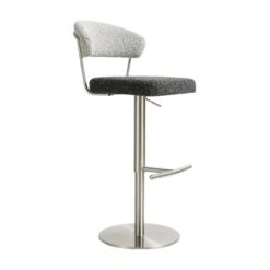 Cosmo Black And Grey Boucle Adjustable Stool