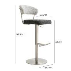 Cosmo Black And Grey Boucle Adjustable Stool 12 Cosmo Black And Grey Boucle Adjustable Stool -TOV Furniture Store TOV D69065.media .05