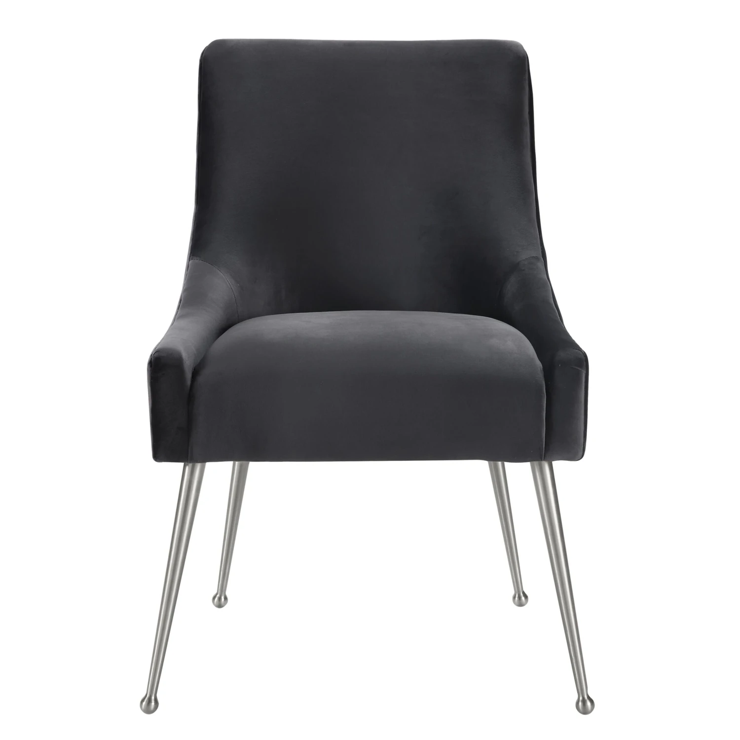 Beatrix Grey Velvet Side Chair - Silver Legs 3 Beatrix Grey Velvet Side Chair - Silver Legs - Image 3