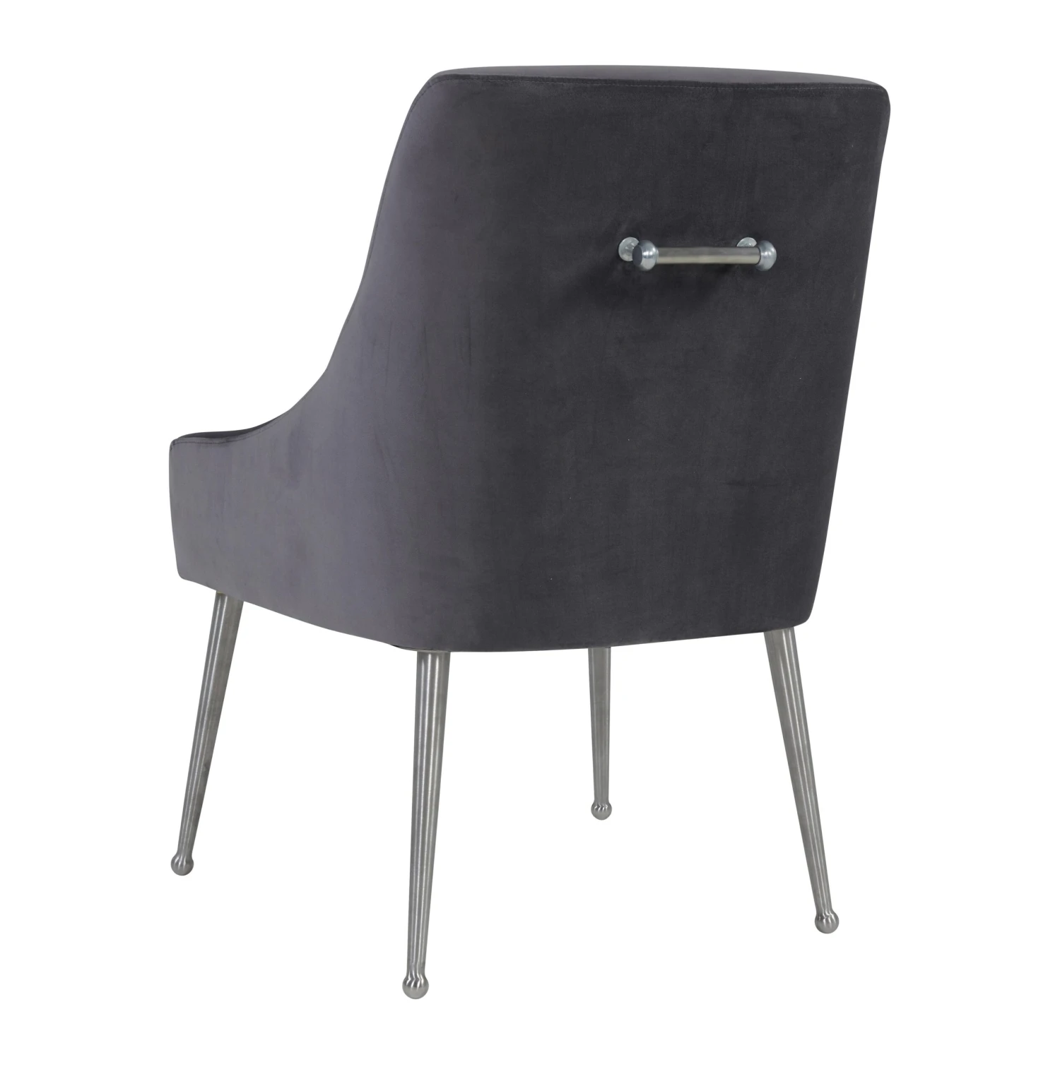 Beatrix Grey Velvet Side Chair - Silver Legs 4 Beatrix Grey Velvet Side Chair - Silver Legs - Image 4