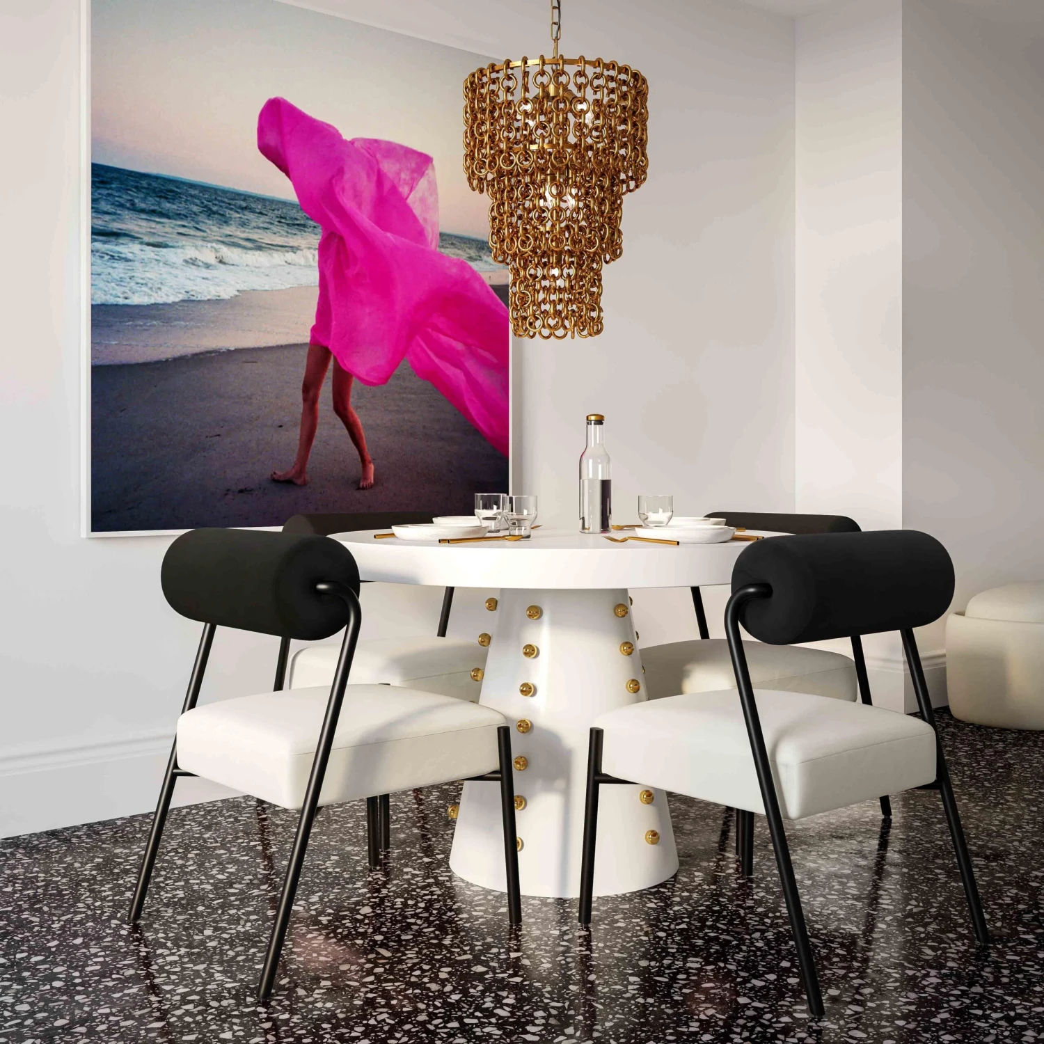 Nirsa Brass Chain Link 3-Tier Chandelier 2 Nirsa Brass Chain Link 3-Tier Chandelier - Image 2