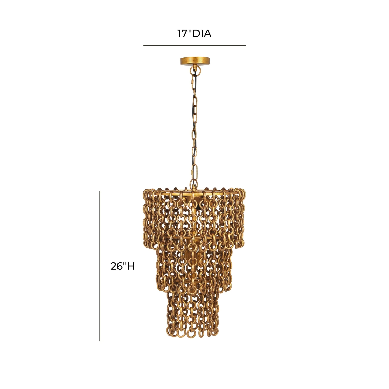 Nirsa Brass Chain Link 3-Tier Chandelier 6 Nirsa Brass Chain Link 3-Tier Chandelier - Image 6