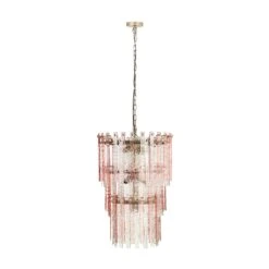 Hampshire Pink Acrylic 3-Tier Chandelier