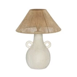 Lalit Natural & White Ceramic Table Lamp