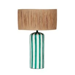 Ravello Green Striped Papier Mache Table Lamp