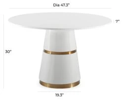 Rosa White Lacquer 47" Round Dining Table -TOV Furniture Store TOV GT5505.media .09