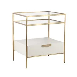 Darla Cream Glass Nightstand By Inspire Me! Home Decor