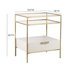 Darla Cream Glass Nightstand By Inspire Me! Home Decor 11 Darla Cream Glass Nightstand By Inspire Me! Home Decor -TOV Furniture Store TOV IHB68765.media .06