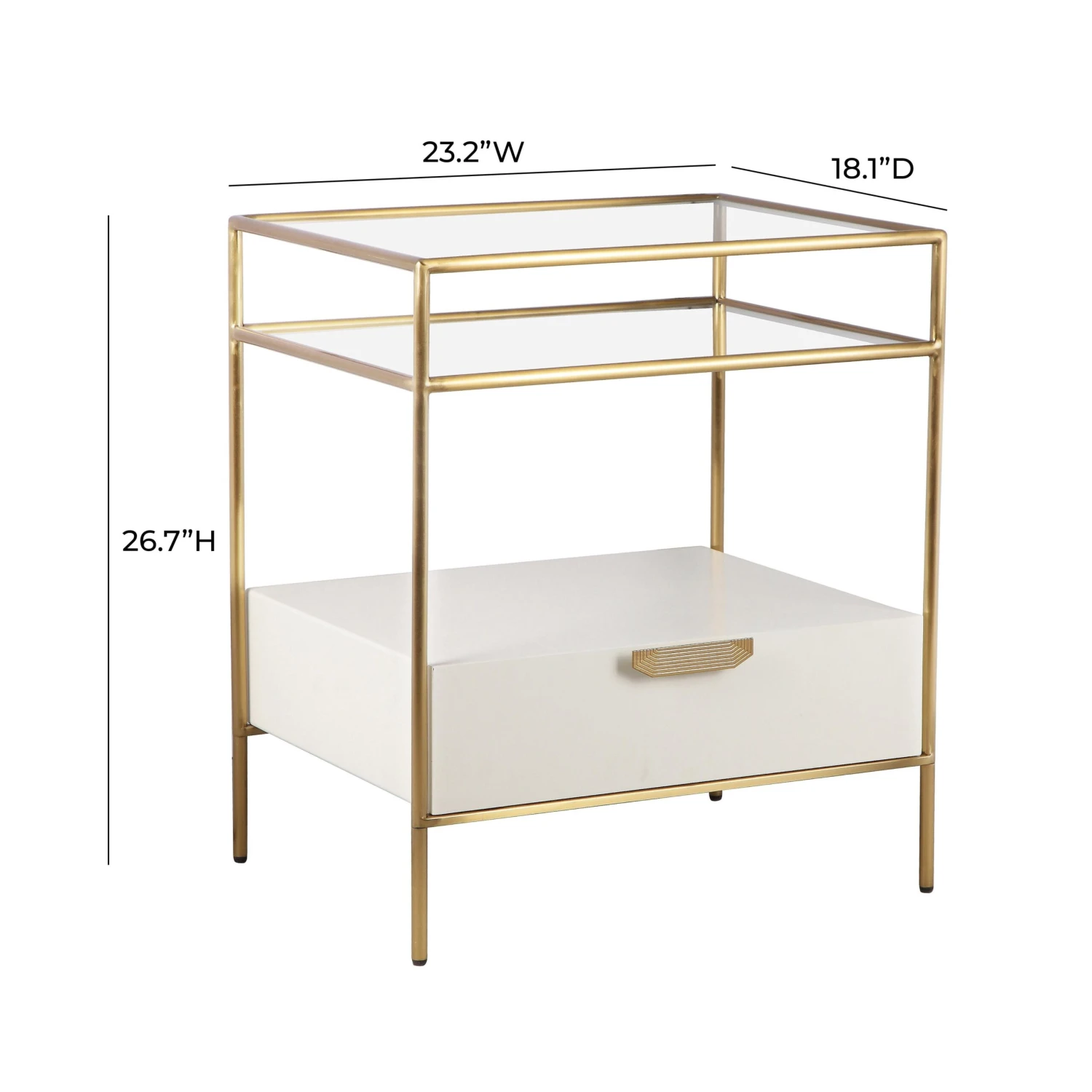 Darla Cream Glass Nightstand By Inspire Me! Home Decor 6 Darla Cream Glass Nightstand By Inspire Me! Home Decor - Image 6