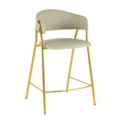 Lara Cream Performance Vegan Leather Counter Stool By Inspire Me! Home Decor - Set Of 2 -TOV Furniture Store TOV IHD68560.media .01