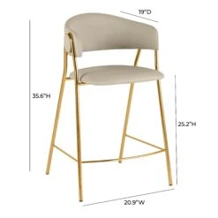 Lara Cream Performance Vegan Leather Counter Stool By Inspire Me! Home Decor - Set Of 2 -TOV Furniture Store TOV IHD68560.media .06