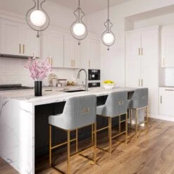 Lisa Pleated Velvet Counter Stool By Inspire Me! Home Decor -TOV Furniture Store TOV IHD68645.media .06