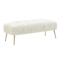 Jessica Cream Velvet Bench By Inspire Me! Home Decor