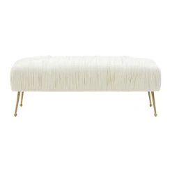 Jessica Cream Velvet Bench By Inspire Me! Home Decor 8 Jessica Cream Velvet Bench By Inspire Me! Home Decor -TOV Furniture Store TOV IHOC68201.media .03