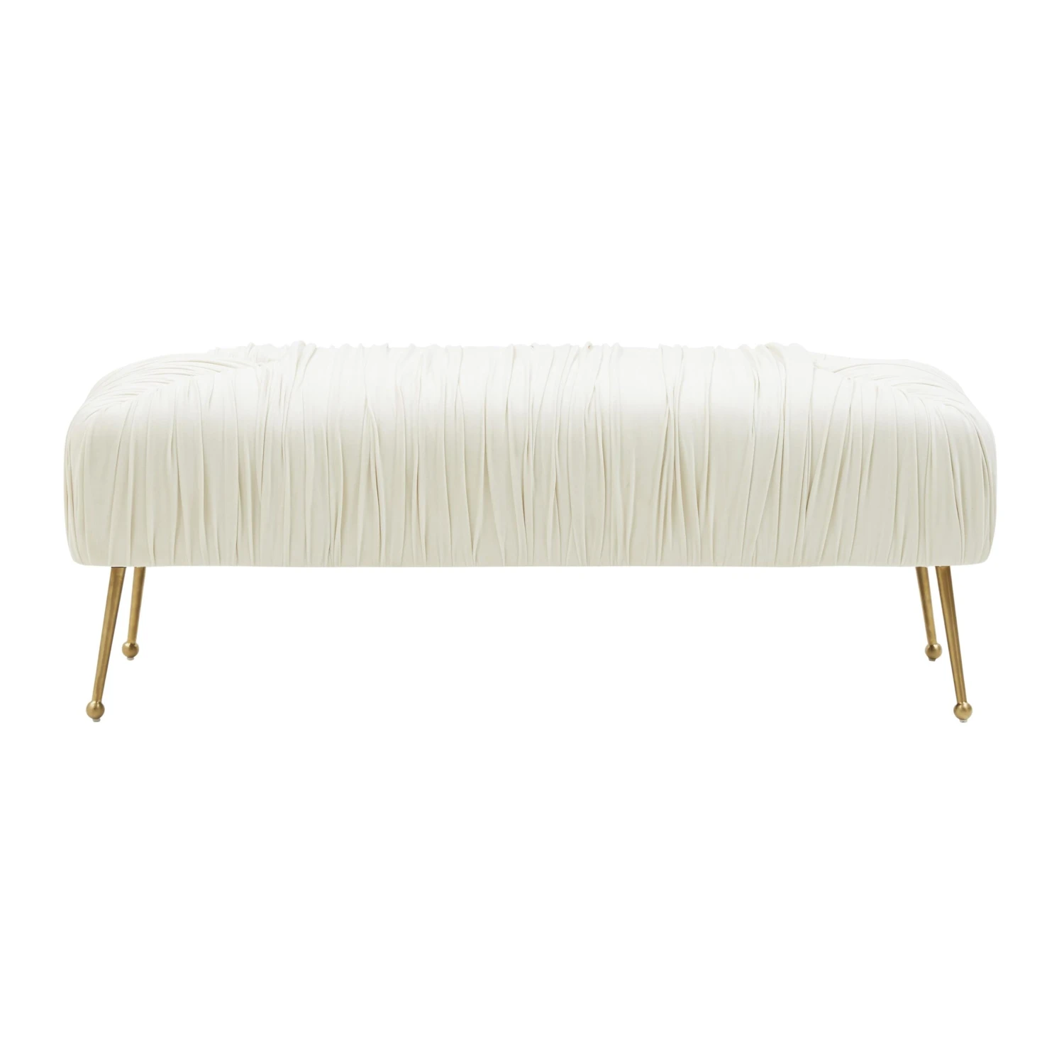 Jessica Cream Velvet Bench By Inspire Me! Home Decor 3 Jessica Cream Velvet Bench By Inspire Me! Home Decor - Image 3