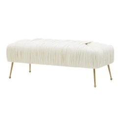 Jessica Cream Velvet Bench By Inspire Me! Home Decor 9 Jessica Cream Velvet Bench By Inspire Me! Home Decor -TOV Furniture Store TOV IHOC68201.media .04