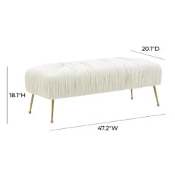 Jessica Cream Velvet Bench By Inspire Me! Home Decor 11 Jessica Cream Velvet Bench By Inspire Me! Home Decor -TOV Furniture Store TOV IHOC68201.media .06