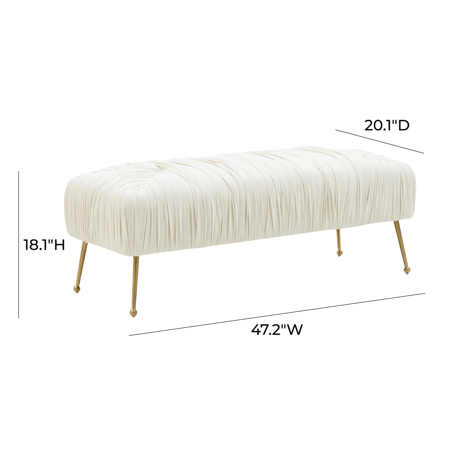 Jessica Cream Velvet Bench By Inspire Me! Home Decor 6 Jessica Cream Velvet Bench By Inspire Me! Home Decor - Image 6