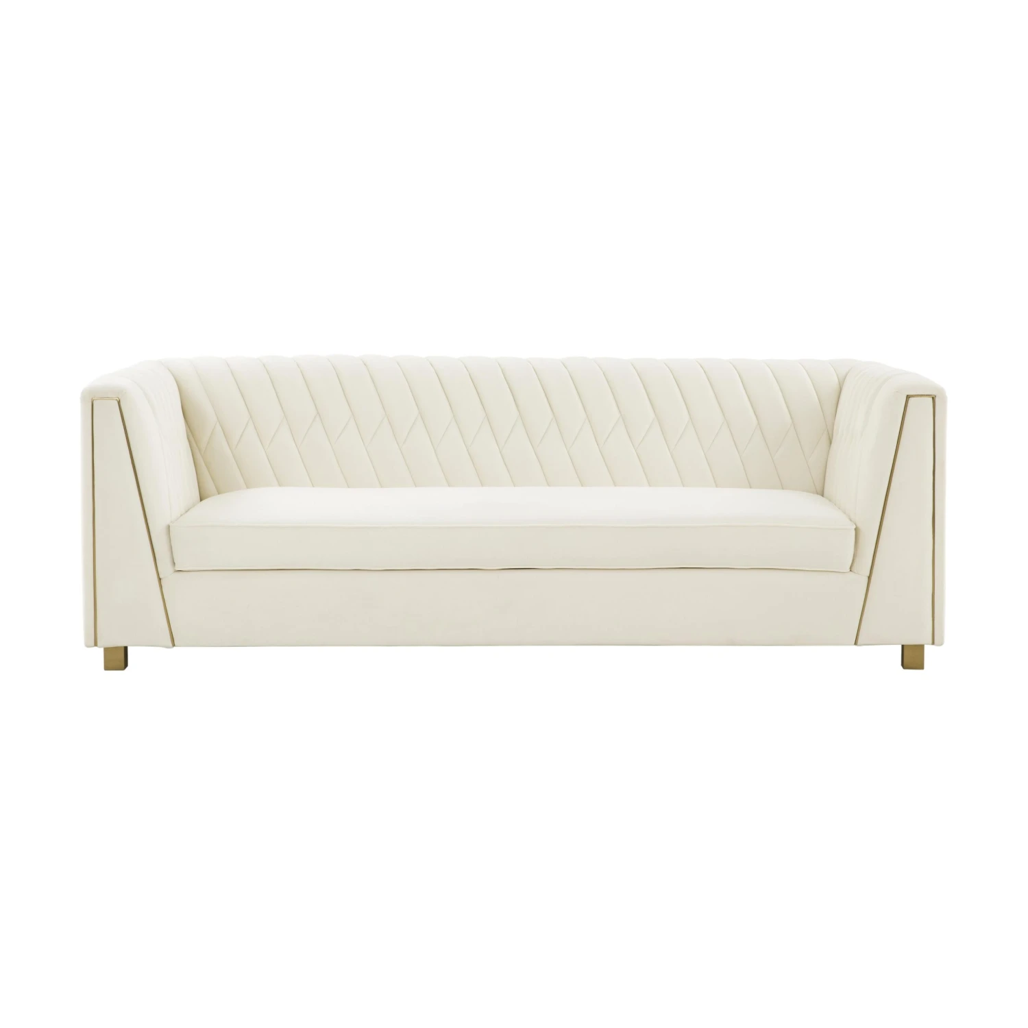 Wafa Cream Velvet Sofa By Inspire Me! Home Decor 3 Wafa Cream Velvet Sofa By Inspire Me! Home Decor - Image 3