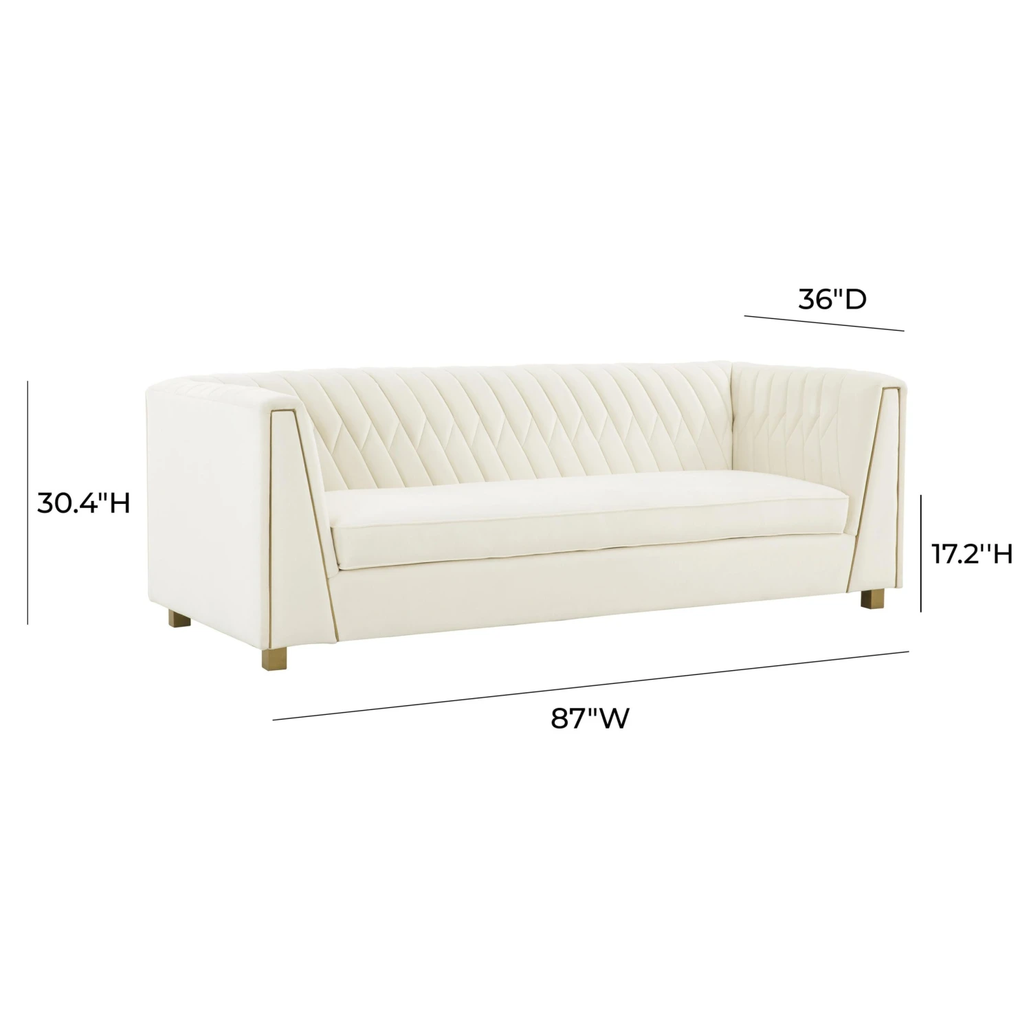 Wafa Cream Velvet Sofa By Inspire Me! Home Decor 6 Wafa Cream Velvet Sofa By Inspire Me! Home Decor - Image 6