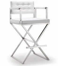 Director Performance Vegan Leather Stool With Silver Base