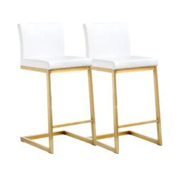 Parma Performance Vegan Leather And Gold Stainless Steel Counter Stool - Set Of 2 -TOV Furniture Store TOV K366 1