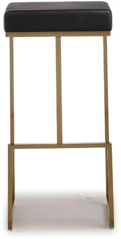 Ferrara Black Performance Vegan Leather And Gold Steel Barstool - Set Of 2 -TOV Furniture Store TOV K3663.media .05