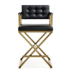 Director Performance Vegan Leather Stool With Gold Base 31 Director Performance Vegan Leather Stool With Gold Base -TOV Furniture Store TOV K3667 2