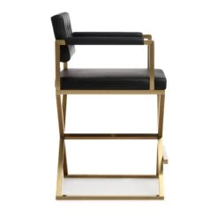 Director Performance Vegan Leather Stool With Gold Base 32 Director Performance Vegan Leather Stool With Gold Base -TOV Furniture Store TOV K3667 3
