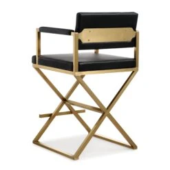 Director Performance Vegan Leather Stool With Gold Base 33 Director Performance Vegan Leather Stool With Gold Base -TOV Furniture Store TOV K3667 4