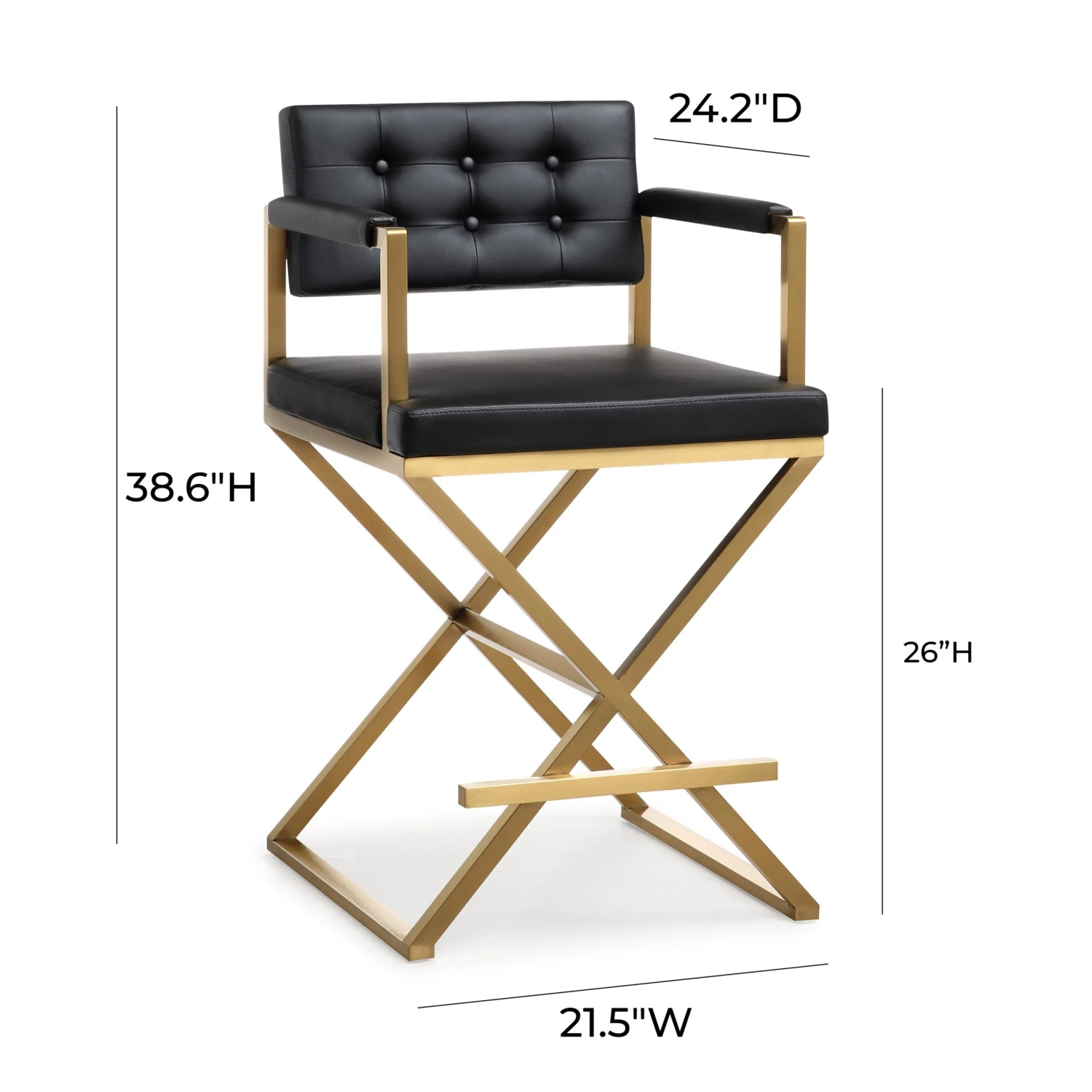 Director Performance Vegan Leather Stool With Gold Base 18 Director Performance Vegan Leather Stool With Gold Base - Image 18