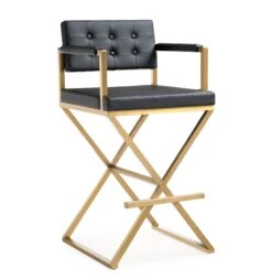 Director Performance Vegan Leather Stool With Gold Base