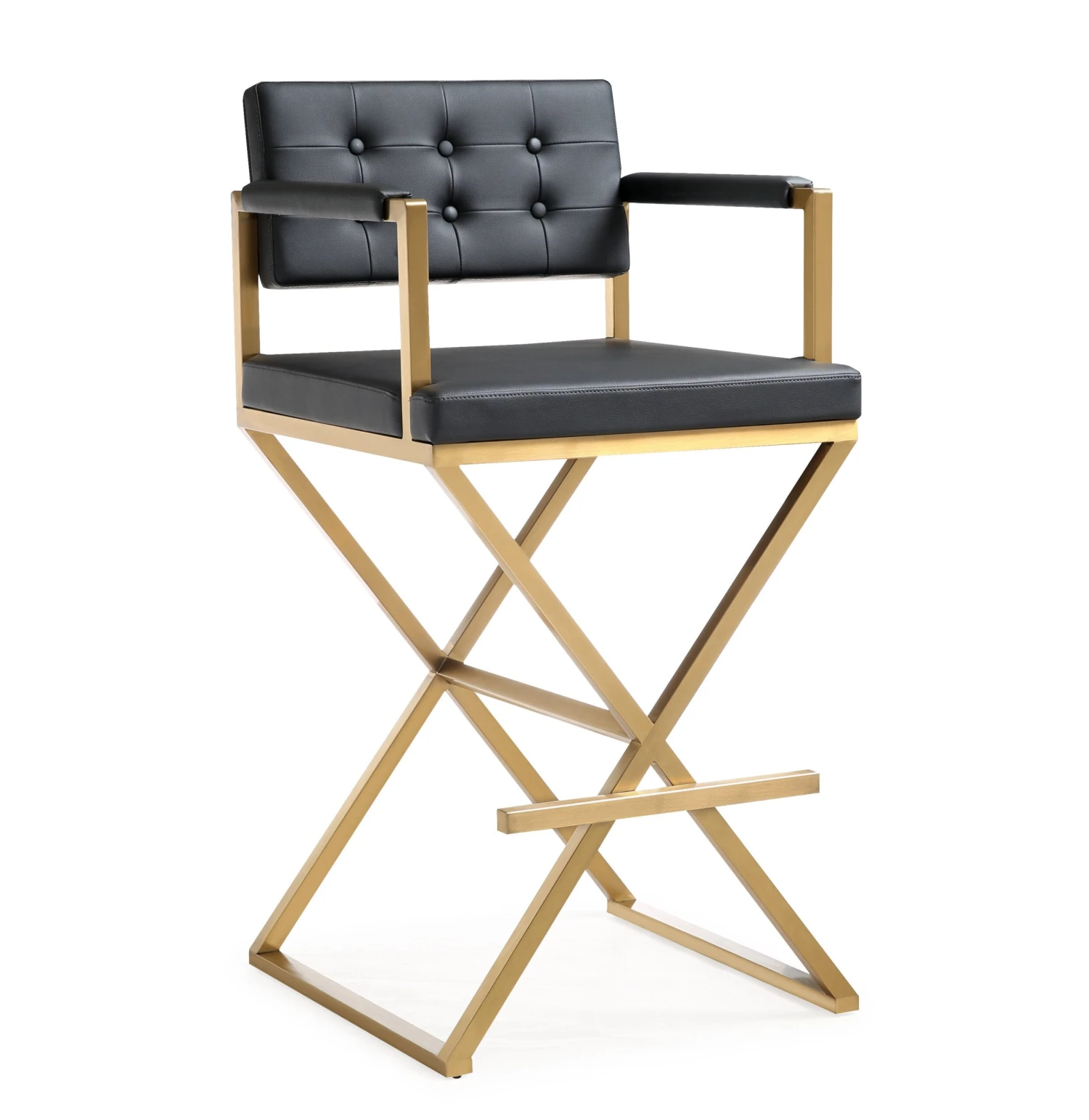 Director Performance Vegan Leather Stool With Gold Base 1 Director Performance Vegan Leather Stool With Gold Base