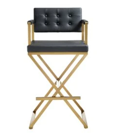 Director Performance Vegan Leather Stool With Gold Base 22 Director Performance Vegan Leather Stool With Gold Base -TOV Furniture Store TOV K3669 2