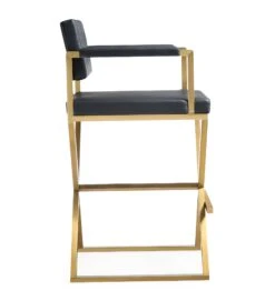 Director Performance Vegan Leather Stool With Gold Base 23 Director Performance Vegan Leather Stool With Gold Base -TOV Furniture Store TOV K3669 3