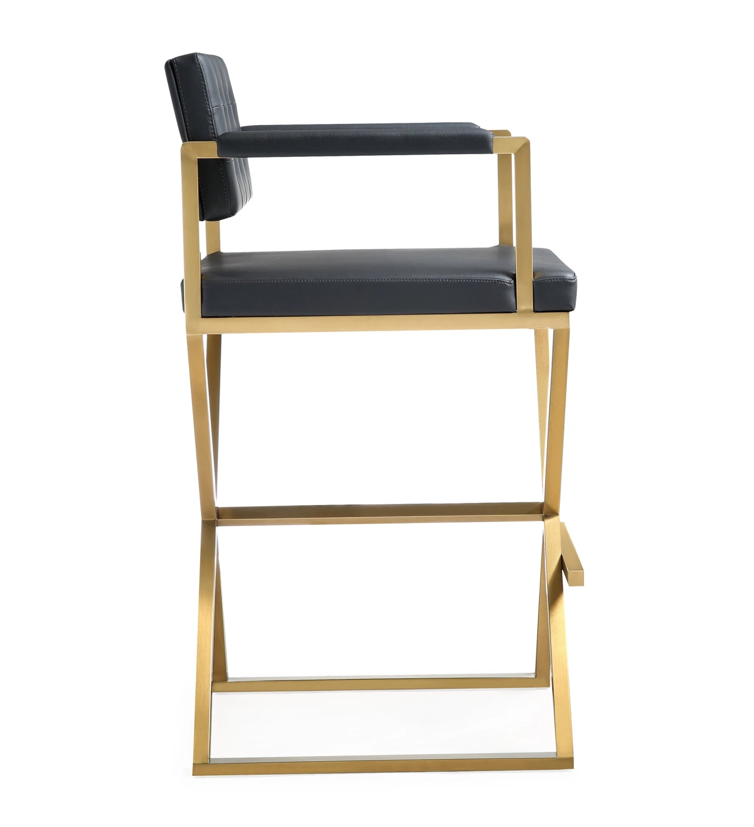 Director Performance Vegan Leather Stool With Gold Base 4 Director Performance Vegan Leather Stool With Gold Base - Image 4