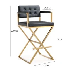 Director Performance Vegan Leather Stool With Gold Base 28 Director Performance Vegan Leather Stool With Gold Base -TOV Furniture Store TOV K3669 D