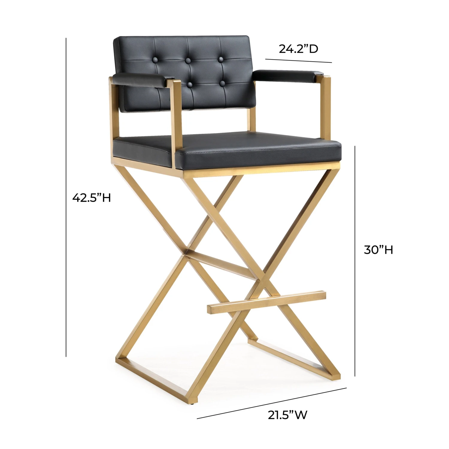 Director Performance Vegan Leather Stool With Gold Base 9 Director Performance Vegan Leather Stool With Gold Base - Image 9