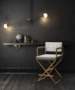 Director Performance Vegan Leather Stool With Gold Base 39 Director Performance Vegan Leather Stool With Gold Base -TOV Furniture Store TOV K3670