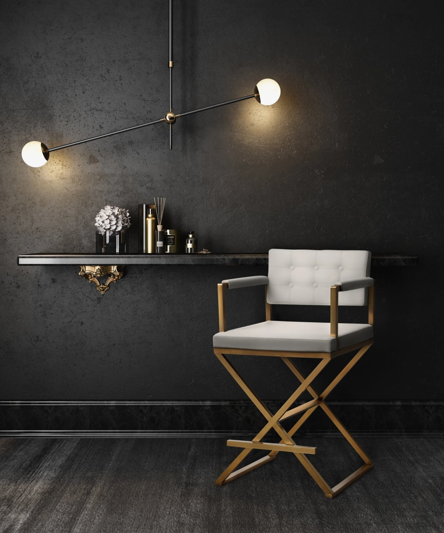 Director Performance Vegan Leather Stool With Gold Base 20 Director Performance Vegan Leather Stool With Gold Base - Image 20