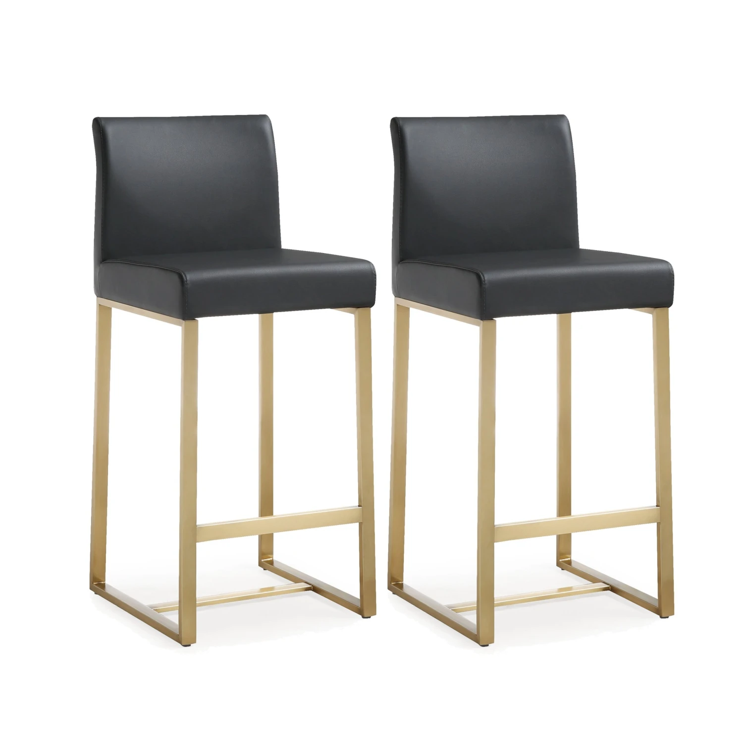 Denmark Performance Vegan Leather Stool With Gold Base - Set Of 2 10 Denmark Performance Vegan Leather Stool With Gold Base - Set Of 2 - Image 10