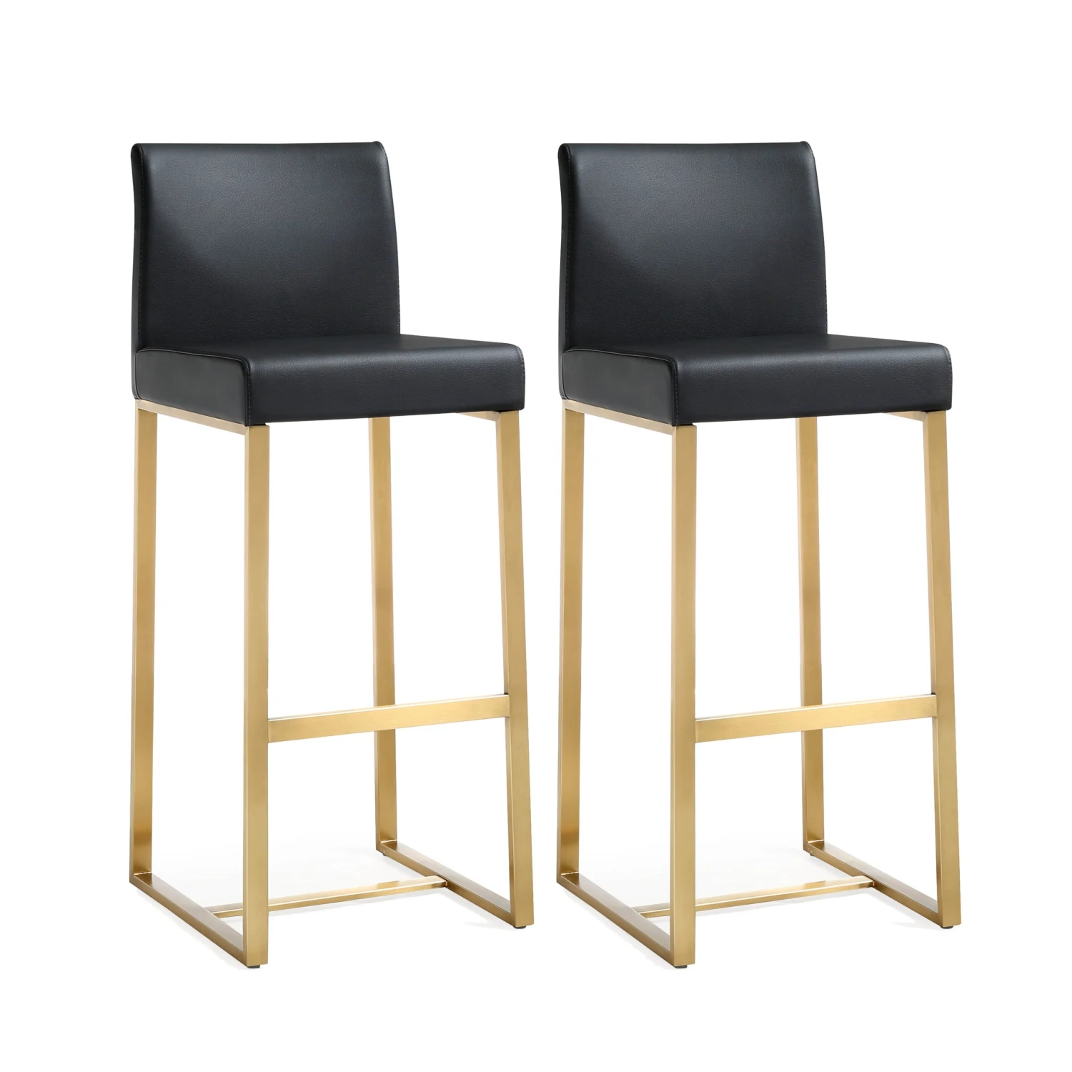 Denmark Performance Vegan Leather Stool With Gold Base - Set Of 2 1 Denmark Performance Vegan Leather Stool With Gold Base - Set Of 2