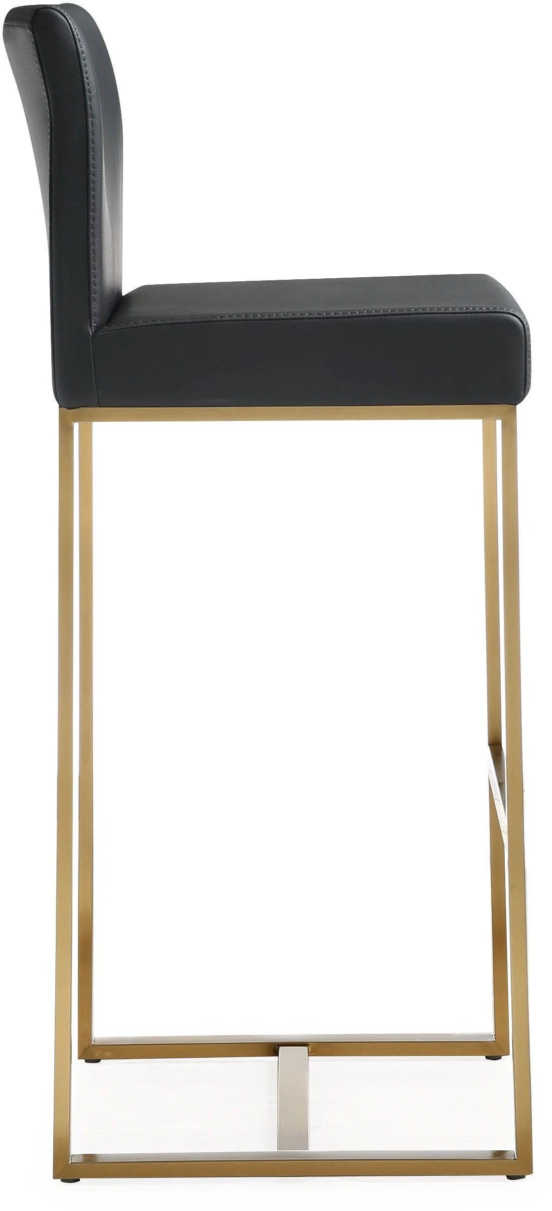 Denmark Performance Vegan Leather Stool With Gold Base - Set Of 2 4 Denmark Performance Vegan Leather Stool With Gold Base - Set Of 2 - Image 4
