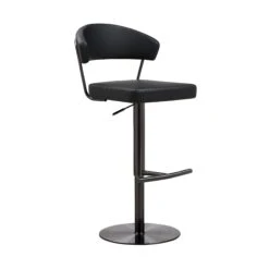 Cosmo Black Performance Vegan Leather On Black Steel Barstool