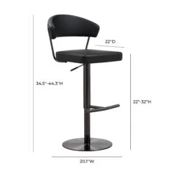 Cosmo Black Performance Vegan Leather On Black Steel Barstool -TOV Furniture Store TOV K3681.media .09