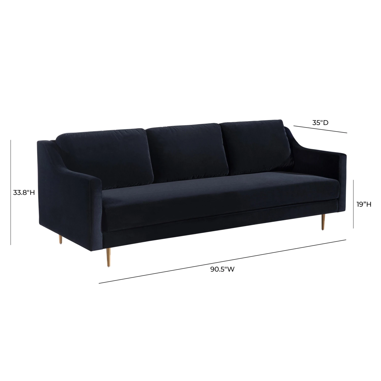Milan Black Velvet Sofa 9 Milan Black Velvet Sofa - Image 9