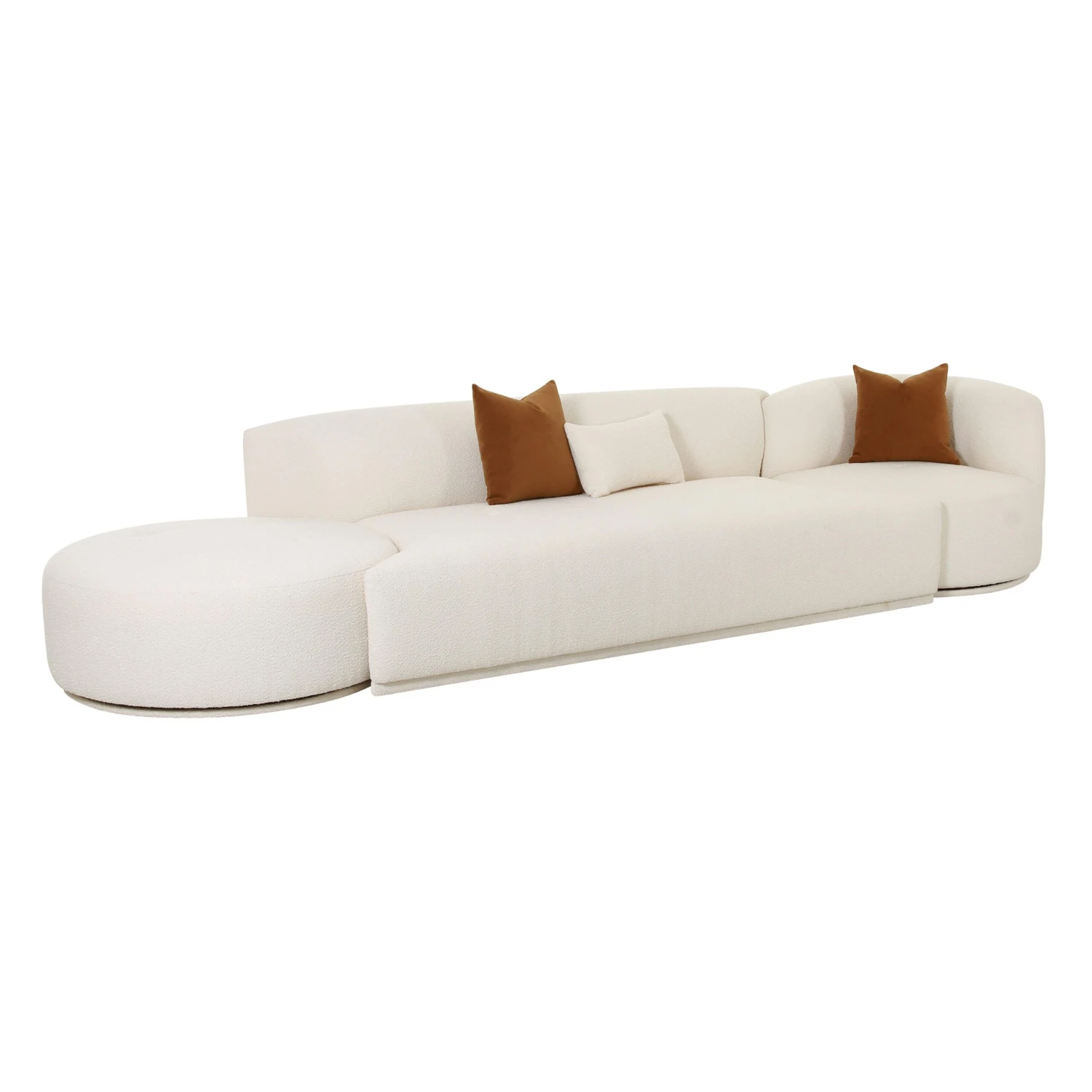 Fickle Cream Boucle 3-Piece Chaise Modular Sofa 1 Fickle Cream Boucle 3-Piece Chaise Modular Sofa