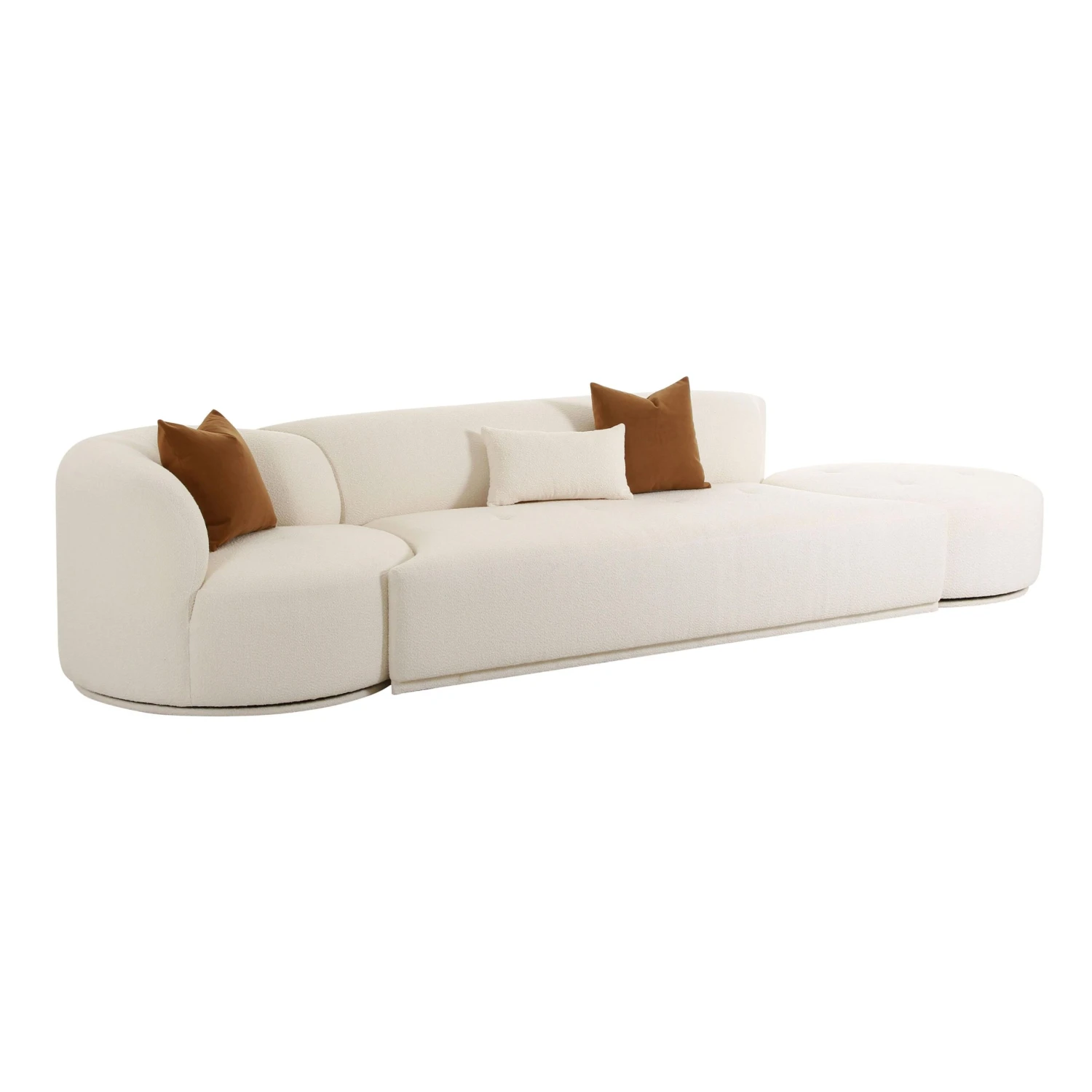 Fickle Cream Boucle 3-Piece Chaise Modular Sofa 3 Fickle Cream Boucle 3-Piece Chaise Modular Sofa - Image 3